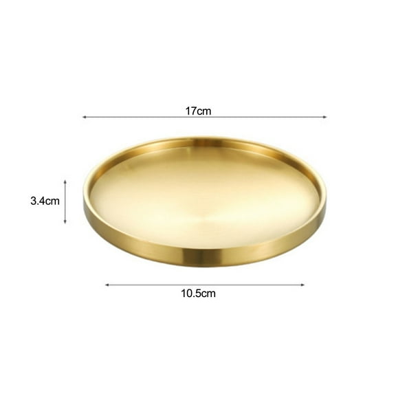 little home Gold Round Serving Tray with Double Layer Design for Enhanced Heat Resistance