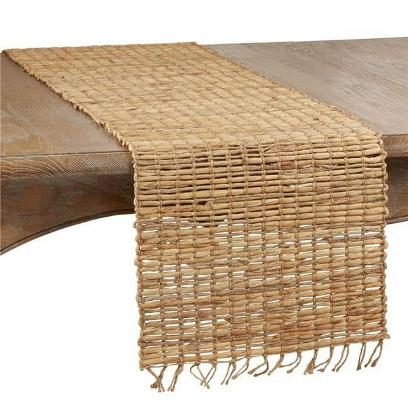 SARO 1871.N1472B 14 x 72 in. Oblong Table Runner with Water Hyacinth Construction  Natural