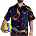 thumbnail image 4 of Note Men's Poplin Shirt, Casual Short Sleeve Printed Button Down Summer Beach Unisex Shirts, 4 of 6