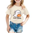 thumbnail image 4 of Pandaie Halloween Clothes for Teen Girls Simple Pattern Short Sleeve Shirts Tops Toddler Kid Boys Basic Festival Wear Beige,2-3 Years, 4 of 6