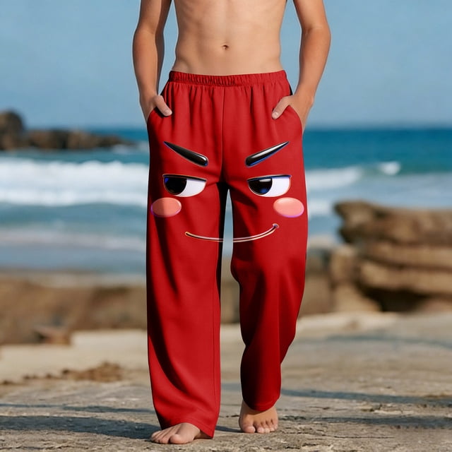 Pantalones largos para niños y niñas, de moda, estampados, casuales, de playa, con bolsillos.