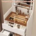 thumbnail image 4 of UHOMEPRO White Vanity Set with Mirror and a Hidden Storage Stool, 3-in-1 Multifunctional Dressing Table Set with with 3 Color Lighting Brightness Adjustable, Pretty Vanity Set for Girls, Women's Gift, 4 of 11