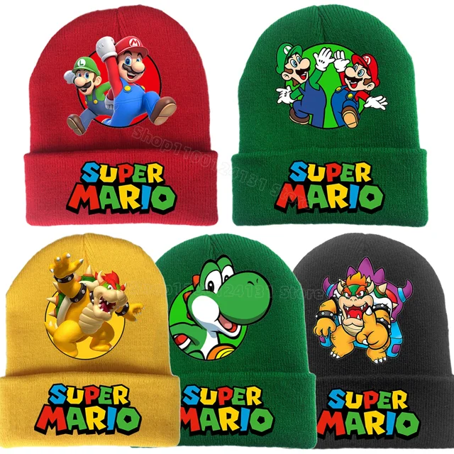 Gorra infantil de Super Mario Bros, gorra de punto de anime, gorro de bebé moderno, gorro de invierno de dibujos animados, gorra con patrón delicado, regalos de Navidad