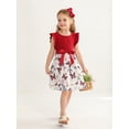 thumbnail image 5 of Toddler Baby Girls Casual Dresses Butterfly Floral Ruffled Princess Seaside Beach Dress Outfits Red 18-24 Months, 5 of 6