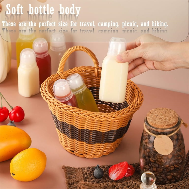mini salad dressing bottle STONCEL 5Pcs Squeeze Salad Dressing Bottles, Leakproof Mini Sauce Condiment Bottles with Bandage and Dressing to Go for Lunch, Portable Salad Dressing
