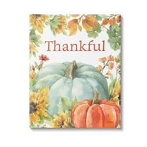 Stupell Industries Thankful with Fall Harvest Holiday Painting Gallery Wrapped Canvas Art Print Wall Art, 36 x 48