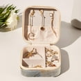 thumbnail image 6 of Marble Travel Portable Earring Organizer Decorative Box Necklace Holder: Square Jewelry Storage for Rings, Earrings, Necklaces, Bracelets, and More - Suitable for Girls and Women, 6 of 6