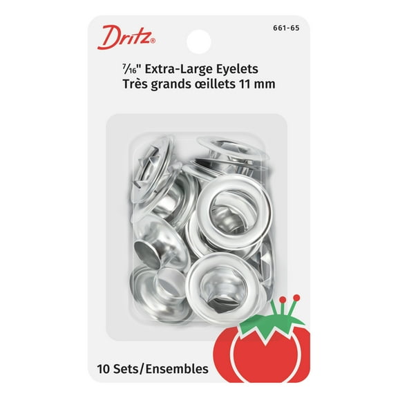 Dritz Extra-Large Eyelets, 7/16-Inch, 10 Count, Nickel