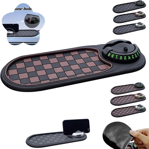 MELIVO Multifunction Car Anti-Slip Mat, Car Anti Slip Mat Phone Holder, Multifunctional Car Anti-Slip Mat, All in One Dashboard Companion Mat (Brown Black)