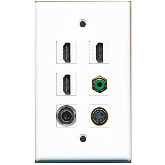 RiteAV - 3 HDMI 1 Port RCA Green 1 Port S-Video 1 Port 3.5mm Wall Plate