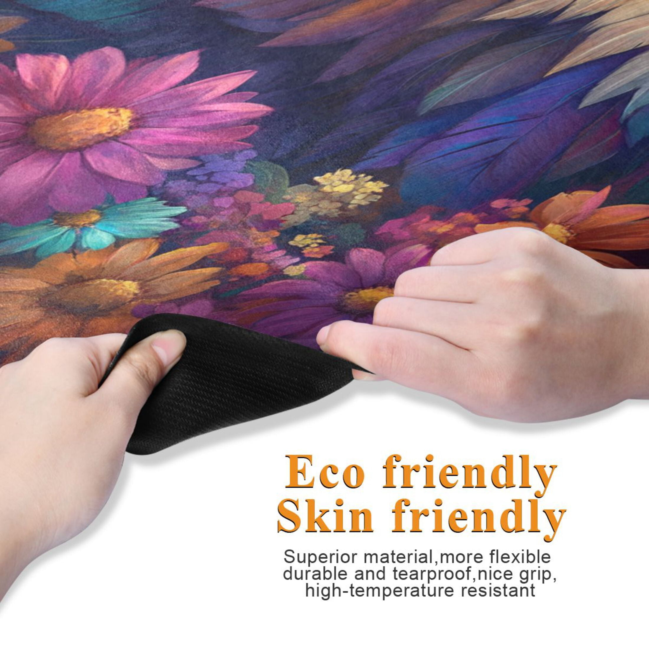 BZSMCE Yoga Mat Women Raptor Surrounded by Colorful Flowers Fitness Mat