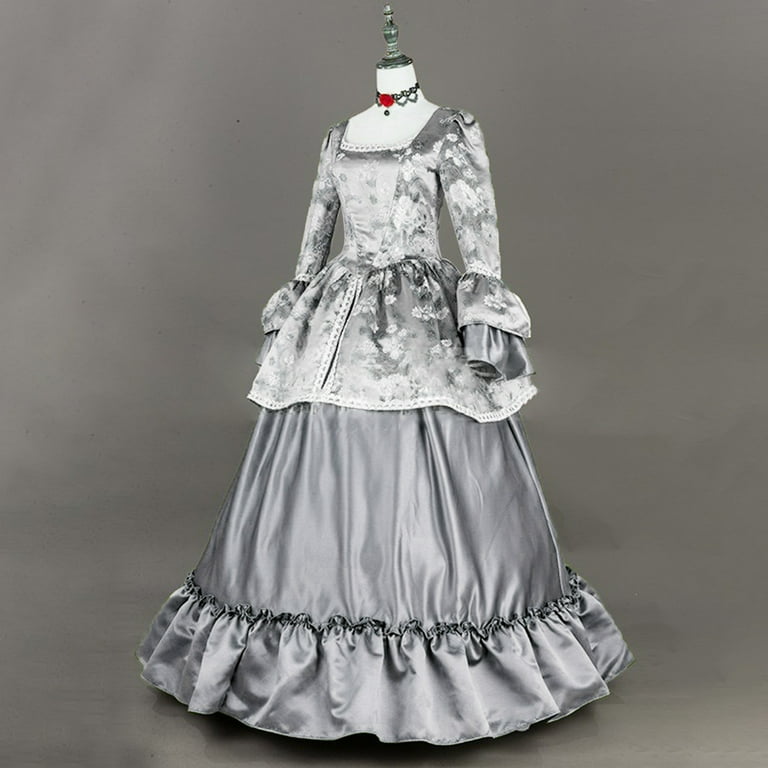 yoeyez Victorian Dress Women Rococo Ball Gown Vintage Medieval Dress Plus  Size Lace Up Cinch Corset Dress Flare Sleeve Wedding Guest Long Gothic  Costumes Gray,L - Walmart.com