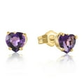 thumbnail image 2 of Pompeii 1ct Heart Shape Created Amethyst Studs Earrings 14K Yellow Gold (,), 2 of 2