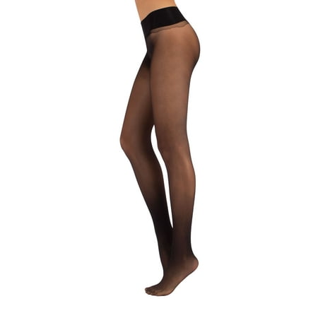 

Calzitaly Seamless Sheer Tights with Comfortable Waistband 15 Dernier Pantyhose (M-L Black)