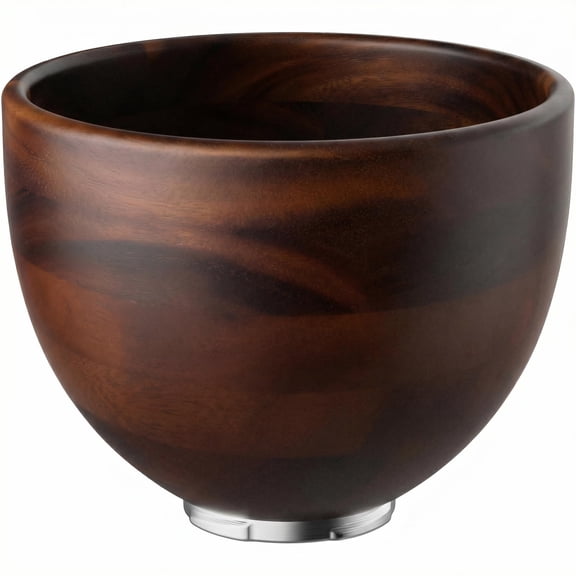 GVODE Premium Natural True Wooden Mixing Bowl Attachment for KitchenAid 4.5-5 Qt Tilt-Head Stand Mixers with Stainless Steel Base