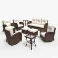 thumbnail image 3 of LayinSun 9 Pieces Outdoor Patio Furniture Set, Rattan Wicker Sectional Swivel Rocker Chairs Sets, 3 of 10