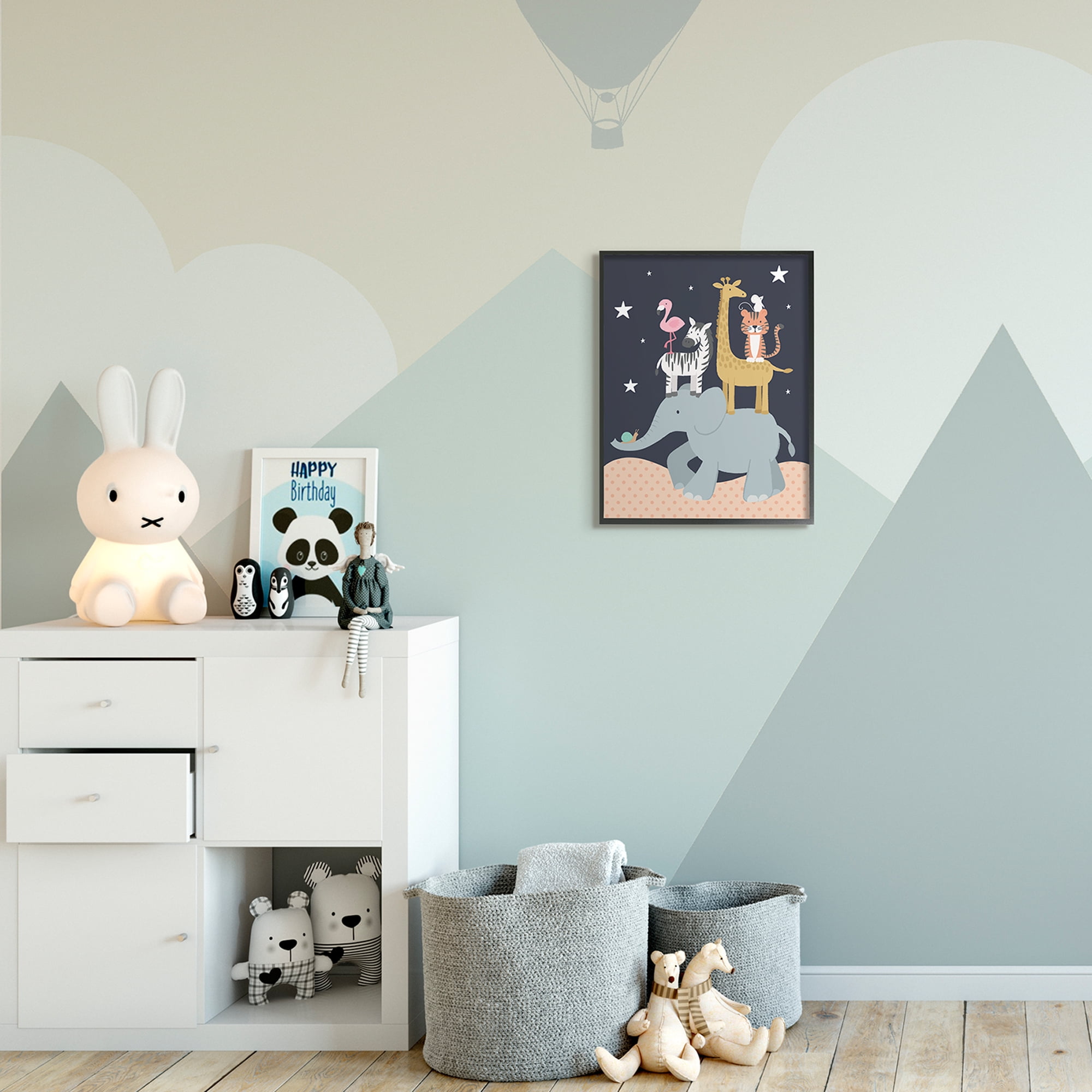 Stupell Industries Starry Night Sky Safari Animals Elephant Giraffe Zebra,16 x 20,Designed by Lisa Whitebutton