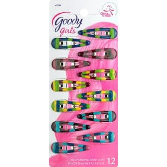 Goody Contour Clips, Striped Pack of 12 Clips Colors May Very