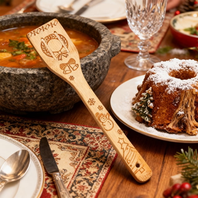 Festal Wooden Spoon Lasers Engraved Baking And Cooking Utensil