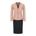 thumbnail image 4 of Women's 2 Piece Suit Skirt Set Business Casual Long Sleeve Blazer and Pencil Skirt Suits Work Office Outfits Dressy Elegant Blazer Jackets Matching Sets Work Midi Skirt Suit, 4 of 5