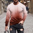 thumbnail image 2 of JSKUMAR Cotton Gradient Color Long Sleeve Crewneck Tops for Men Plus Size Comfy Pullover 3D Print T Shirts Red,XL, 2 of 6