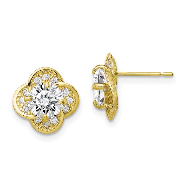 10k Yellow Gold Cubic Zirconia Cz Stud Earrings