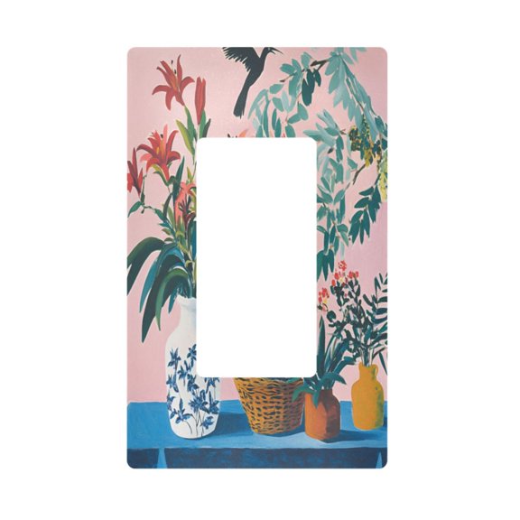 Yayeee Rocker Switch Wall Plate 1-Gang 4.6"x2.9" Home Decorative Outlet Cover, Vibrant Flowers