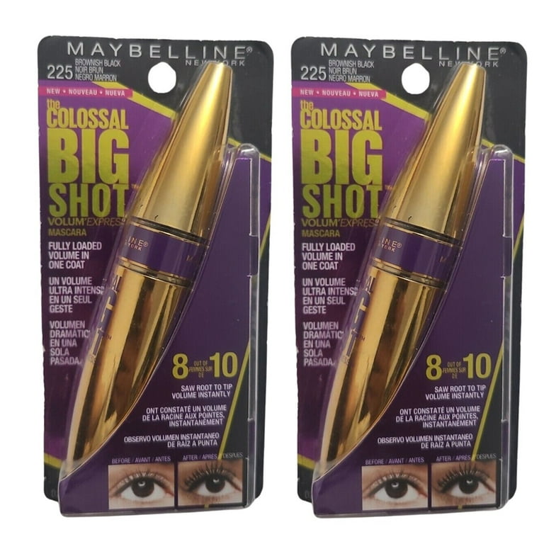 Pack of 2 Maybelline Volum' Express The Colossal Big Shot Washable Mascara,  Brownish Black 225