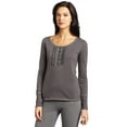 thumbnail image 3 of INTIMO Womens Ruffle Henley Pajama Sleep Top, 3 of 5