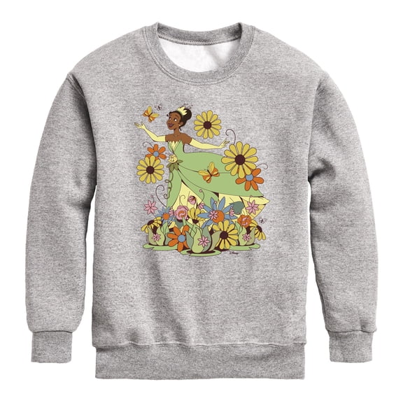 Disney - Tiana Sixties Florals - Youth Boys Crew Fleece Sweatshirt
