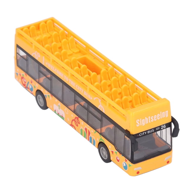 Modelo de autobús convertible de aleación para niños, simulación alta, apariencia exquisita, autobús de juguete con retroceso de metal para niños, color amarillo