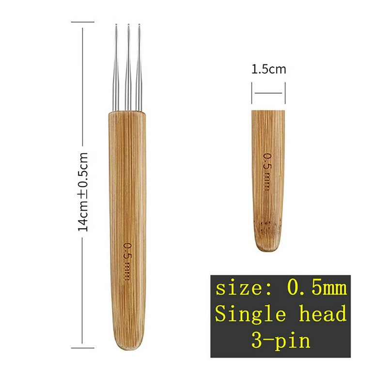 OLOEY 1/2/3 Hooks Style Dreadlock Needle for Braid 0.5Mm 0.75Mm Natural  Bamboo Dread-Lock Hair Weaving Tool 