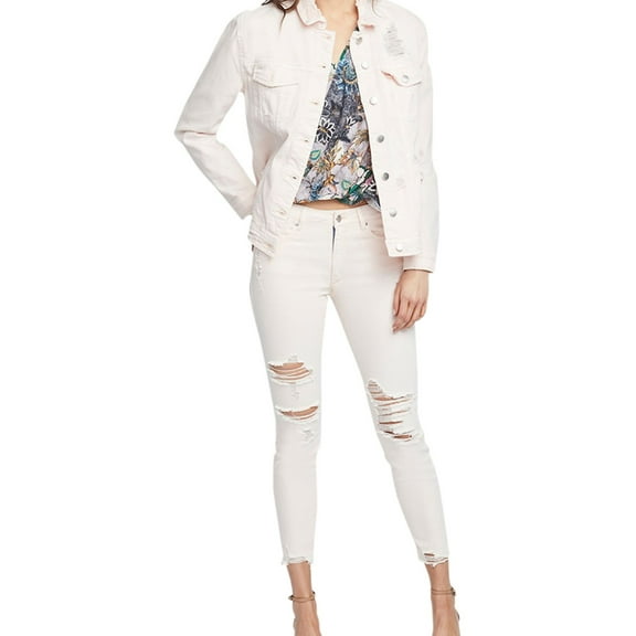 Rachel Rachel Roy Womens Destructed Casual Denim Jacket