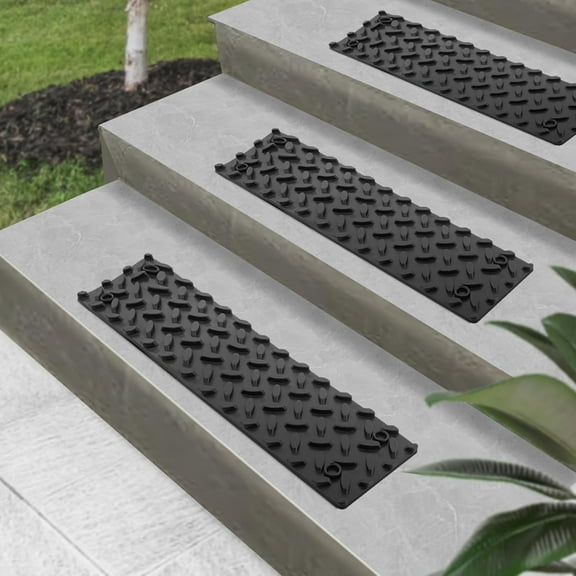 12 PCS Rubber Stair Tread for Wooden Steps, 15.5" x 4" Skid Resistant Stair and Outdoor Stair, 12 Packs Non Slip Outdoor Black Stair Treads