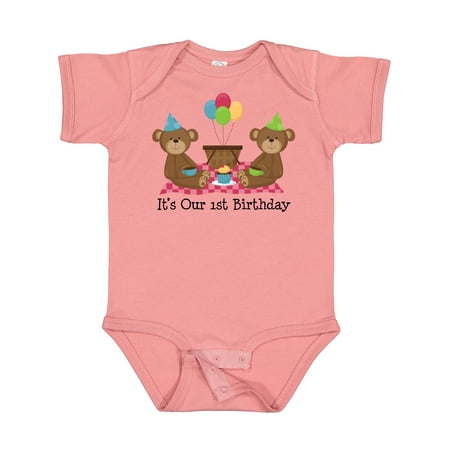 

Inktastic Twins 1st Birthday Bears Boys or Girls Baby Bodysuit