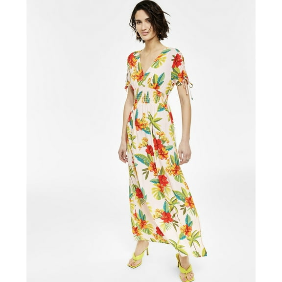 Bar III Womens Floral Maxi Dress Hibiscus Jungle XS