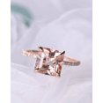 thumbnail image 3 of HeartsAndYou 3ct Princess Natural Peach Morganite Moissanite Accents Ring 14k SOLID Rose Gold, 3 of 9