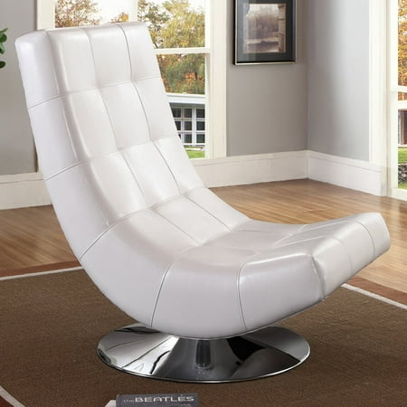 Baxton Studio Baxton Studio Elsa Modern and Contemporary White Faux Leather Upholstered Swivel Chair with Metal