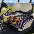 thumbnail image 3 of Xixirimido Portable Golf Cart Seat Covers, Quilted Golf Cart Seat Towel Blanket with 4 Pockets Universal Fit for EZGO Club Car and More 2 Person Seats Carts, Cow Sunflower US Flag Purple, 3 of 8
