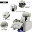 thumbnail image 4 of Recliner With Hidden Arm Storage and LED Light Strip, Cup Holder, Tray Table,and Cell Phone Holder - Grey, 4 of 6