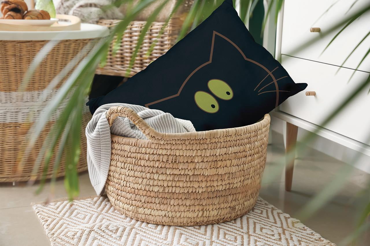 20" x 14" Simply Daisy Halloween Cat Eyes Polyester Accent Pillow, Black Qty 1