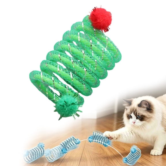 Cat Toys for Indoor Cats,Spring Toys for Cats,Cat Spring Hunting Toy Indoor Cat Bouncing Tube Chase Toy,2.4IN Animal Play Interactive(Green)