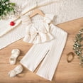 thumbnail image 2 of REDARER Girls Outfits Set Toddler Summer Casual Bow Tie Blouse with Elastic Waist Playful Romper for Daily Wear,4-5 Years, 2 of 7