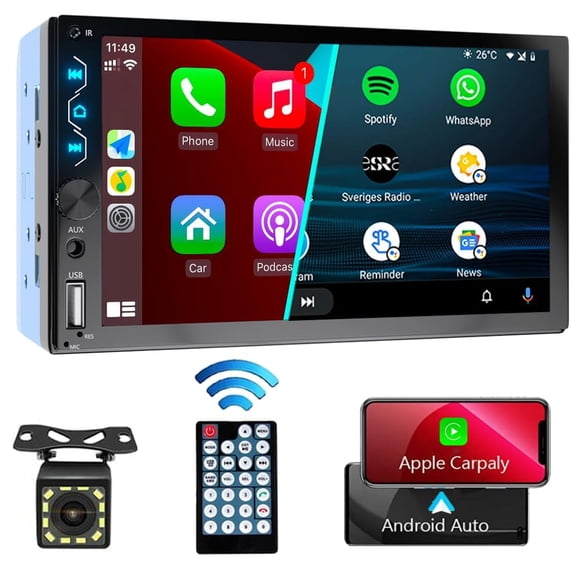 Radio para auto Leadfan de 7" con pantalla táctil Apple CarPlay y Android