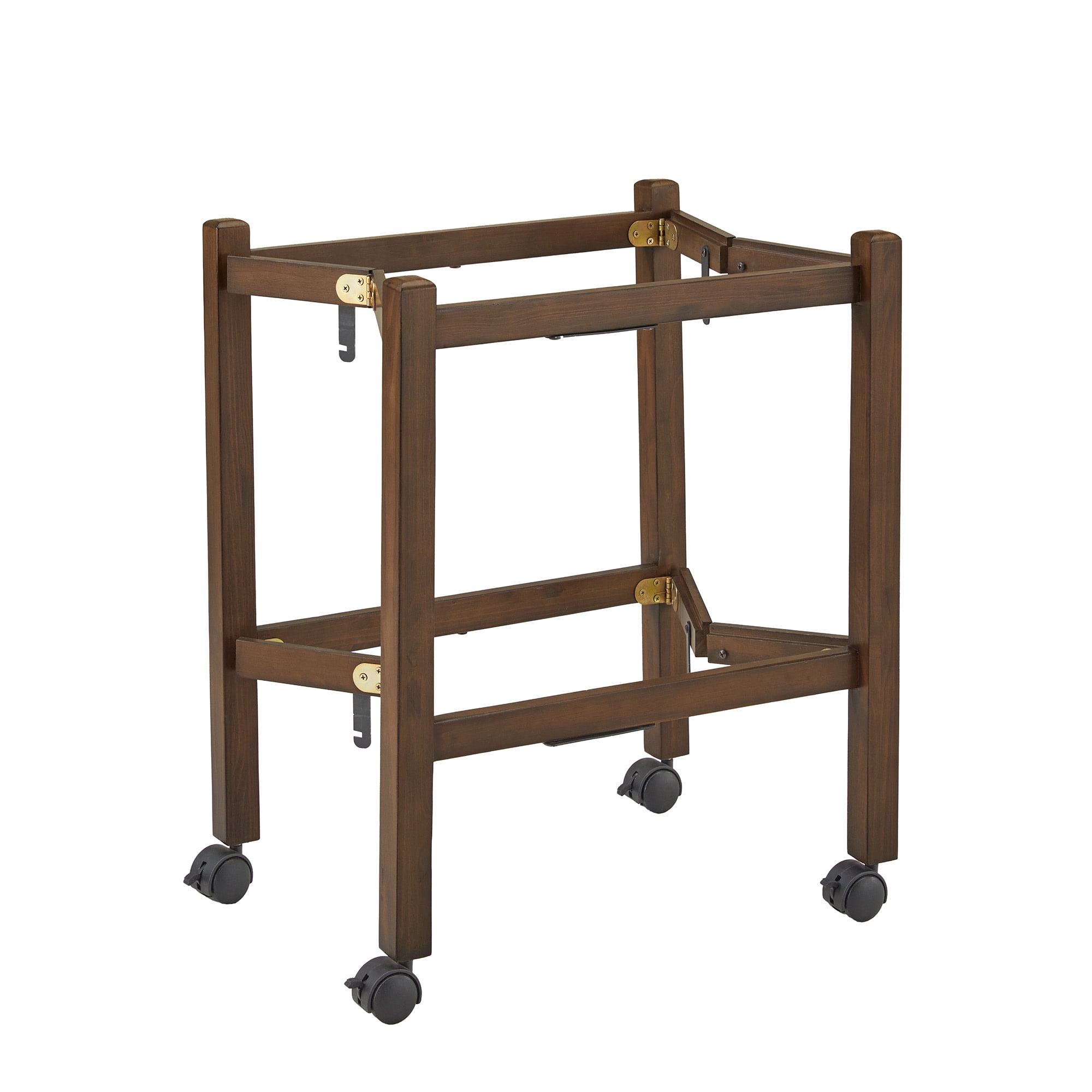 Weston Home Telluride Wood Finish Folding Bar Cart with Two Detachable Trays, Walnut Finish