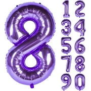 40 Inch Purple Number Balloons Large globos Digit Numero Balloon For Party Decoration (Purple 8)