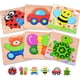 thumbnail image 1 of Rompecabezas de madera para niños pequeños, juguetes de regalo para 1 2 3 años, paquete de 6 rompecabezas, juego de juguetes educativos de aprendizaje preescolar para niños y niñas de 2 3 4 años Ormromra HMHZ531, 1 of 9