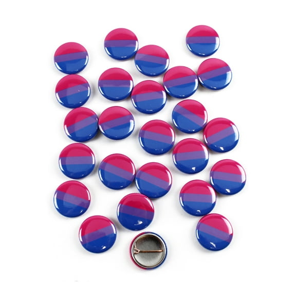 LGBTQ  Bisexual Pride Flag Pinback Buttons - 1 Inch Round - 25 Pack