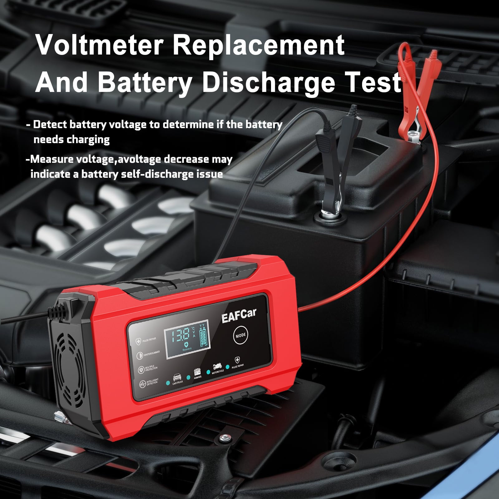 Car Battery Charger 12V Automotive, 6-Amp Fully Automatic Smart Charger, Trickle Charger and Maintainer, Car Battery Repair and Desulfator for Cars Boat Motorcycle Lawn Mower RV ATV SUV Snowmobile