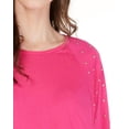 thumbnail image 3 of Michael Kors Womens Studded-Sleeve Embellished T-Shirt, Pink, Large, 3 of 4